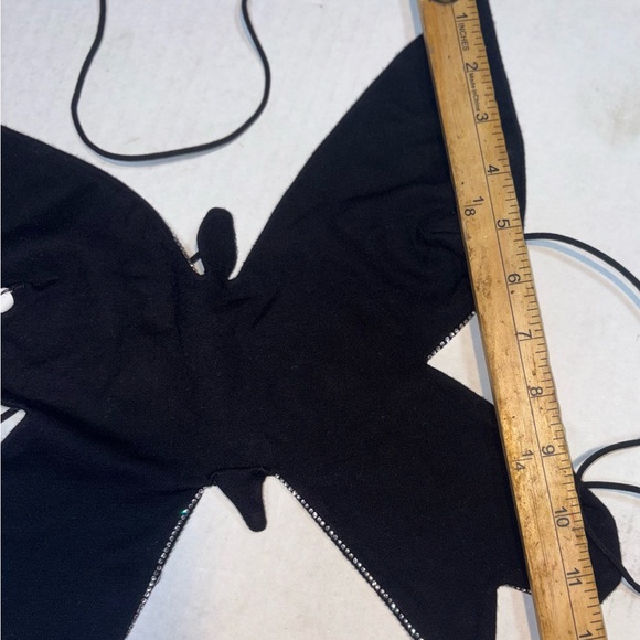 butterfly-shaped halter top features intricate black and silver detailing - Picture 7 of 13